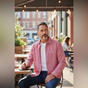 Paige Men's Button Down Long Sleeve Shirt. Size M